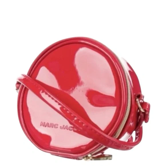 MARC JACOBS Mini 4" Red Patent glossy round crossbody NWOT - Picture 1 of 11